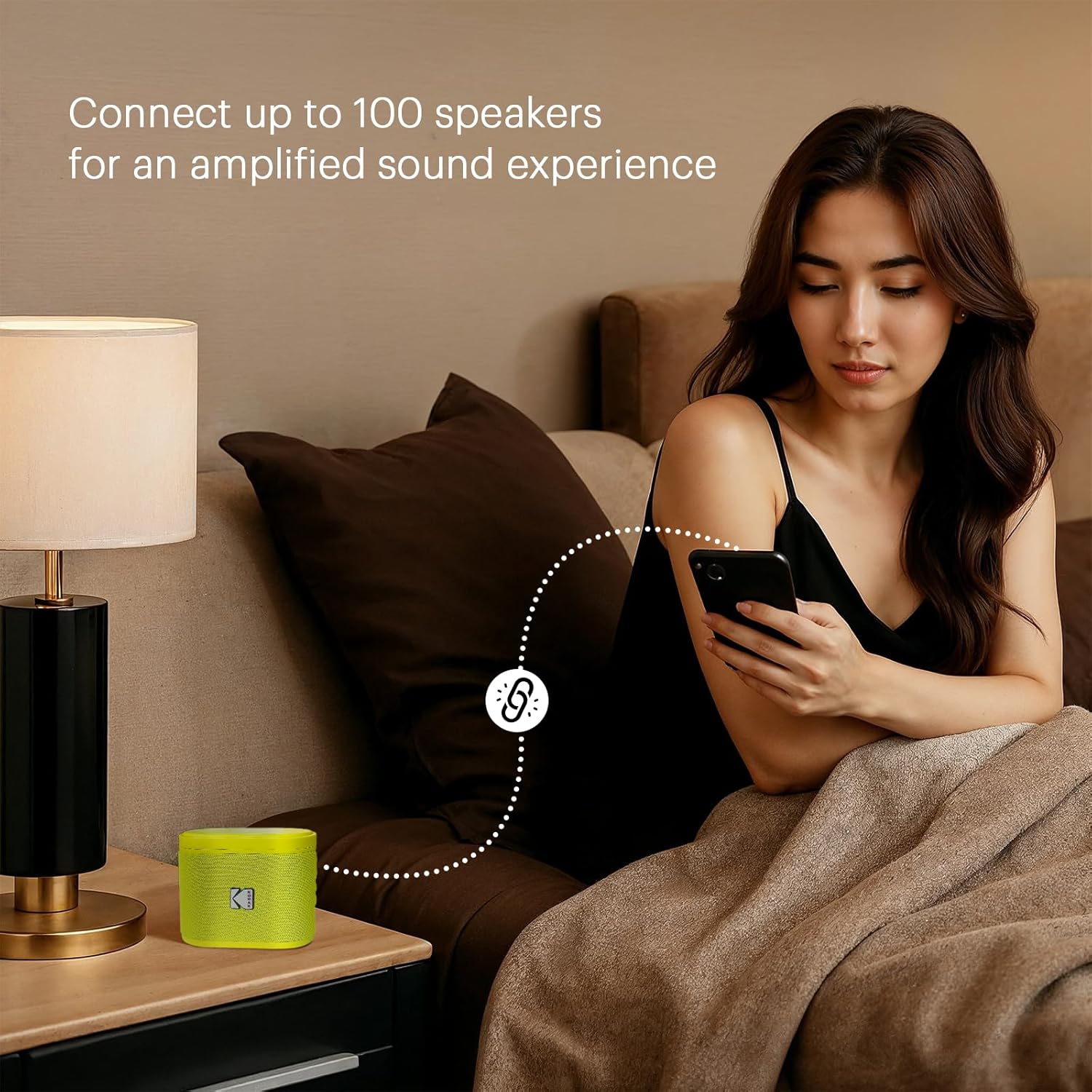 Kodak SOUNDBRIX Portable Wireless Speaker - Connects up to 100 Speakers - Magnetic Dock and Powerful 5W Sound - 3H Battery Life - Yellow