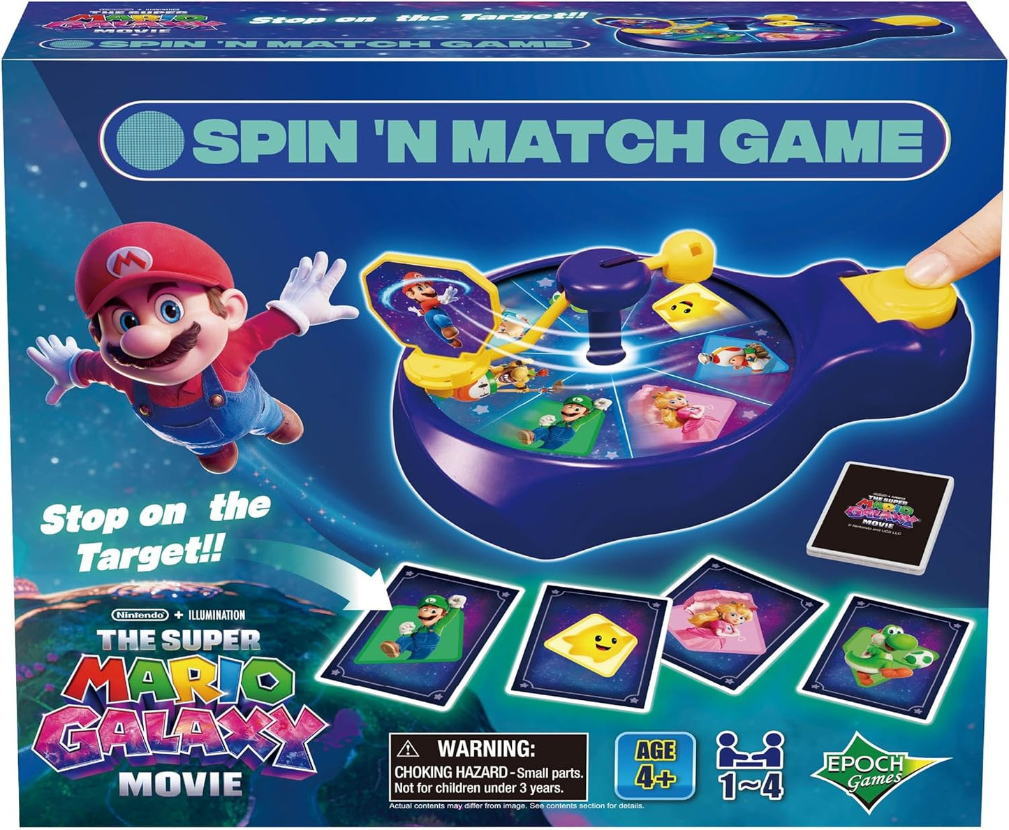 EPOCH Games SUPER MARIO -7639 THE SUPER MARIO GALAXY MOVIE Spin 'n Match Game - Party Game