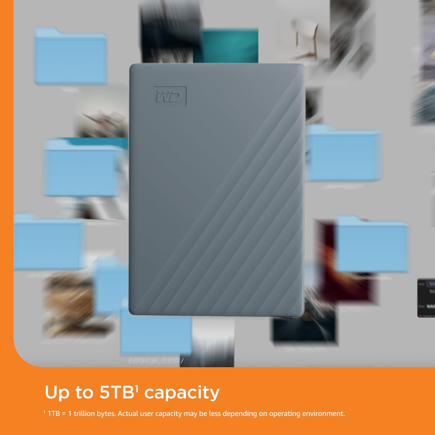 WD 2TB My Passport Works with USB-C, portable external hard drive, USB 3.2 Gen 1, software for device management, backup, password protection, Works with PC, Mac, Chromebook, Gaming Consoles, Grey