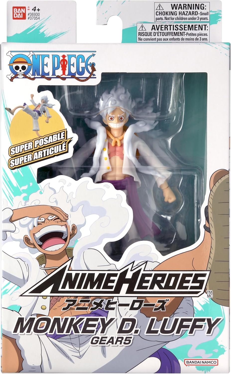 ANIME HEROES One Piece Luffy Gear 5 Action Figure - 17cm Articulated Luffy Figure With Extra Accessories - Bandai One Piece Action Figures Toys Range - Excellent Gift