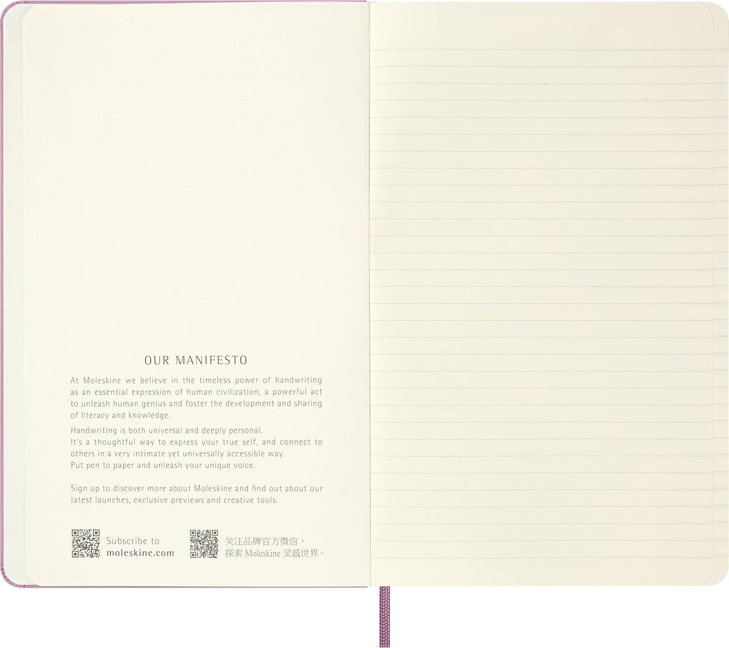 Moleskine Classic Ruled Notebook, With Hard Cover and Elastic Closure, Majestic Pink, Large Format 13 x 21 cm
