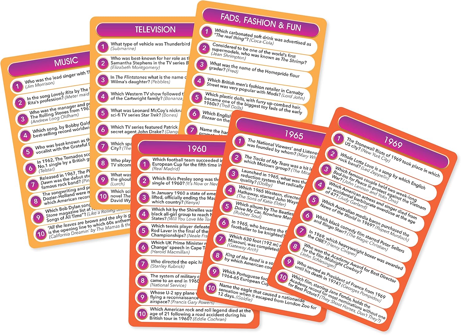 Cheatwell Games Top Trivia Decades Quiz Game - 5000 Questions To Test Your Knowledge Of Music, Film, TV, Science, Food, Drink, Culture, General Knowledge From The Last 60 Years, For Ages 14 Plus
