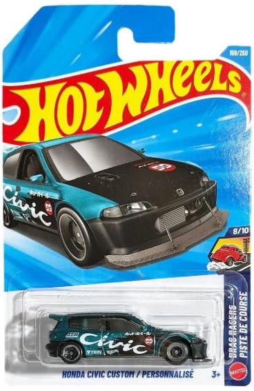 Hot Wheels Honda Civic Custom Drag Racers 8/10, 159/250-1:64 Scale Diecast Toy Vehicle