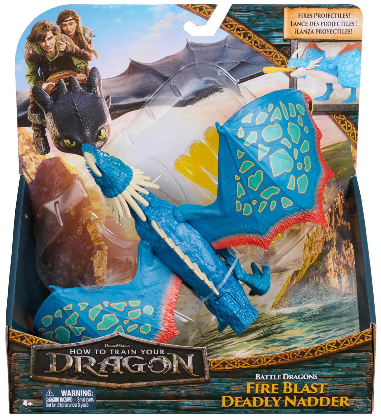 Dragons DreamWorks Dragon Trained Battle Thorid Fire Tooth Bubble, 25 cm Action Figure, Toy for Boys and Girls from 4 Years