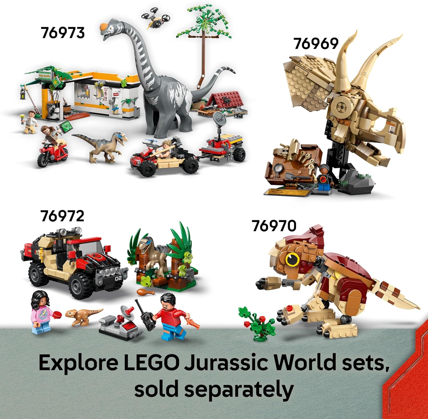 LEGO Jurassic World Spinosaurus & Quetzalcoatlus Air Mission Toy - incl. 2 Dinosaur Figures, Truck & Helicopter Toys plus 4 Minifigures - Dino Gift for 8+ Year Old Boys & Girls - 76976