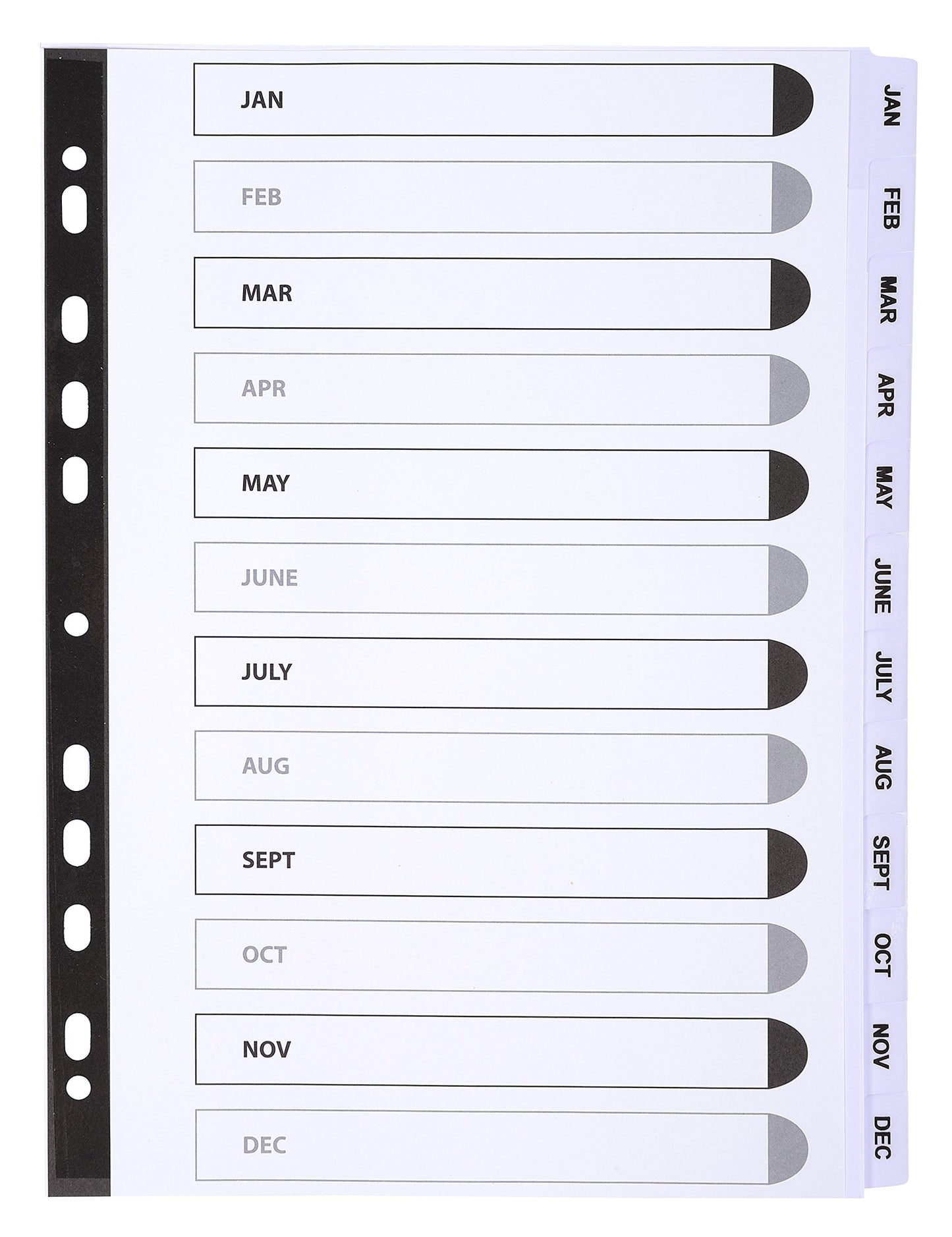 Exacompta - Ref MWDJ-DZ - Mylar Printed Indices - For Use WithA4 Documents, Pre-Punched, 160gsm White Card with Reinforced Plastic Tabs, FSC-Certified - 12-Part Dividers (Jan-Dec