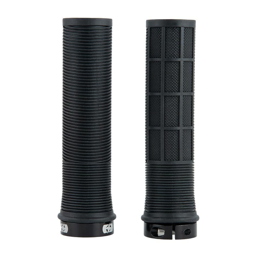 Oxford Driver Lock-on MTB Grips – Dual Profile for Outstanding Grip, Soft Ribbed Compound, Bar End Plugs Included | Trail & Urban Cycling