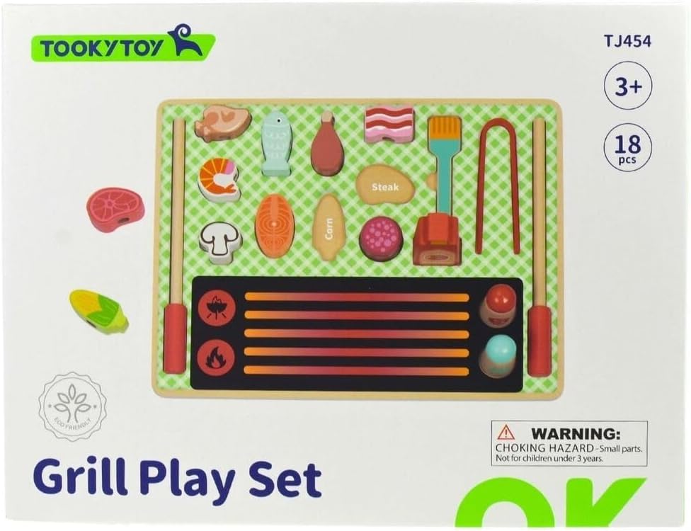 Wooden Grill Play Set, Pretend Play Toy, Ages 3+, 22.5x29.5x11.6 cm