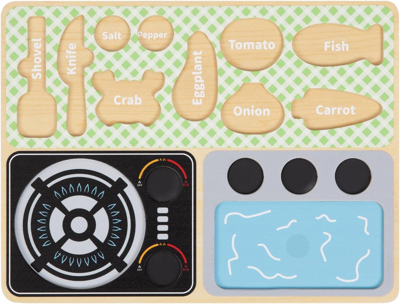 Wooden Kitchen Play Set, Pretend Play Toy, Ages 3+, 25.3x32.2x42.8 cm