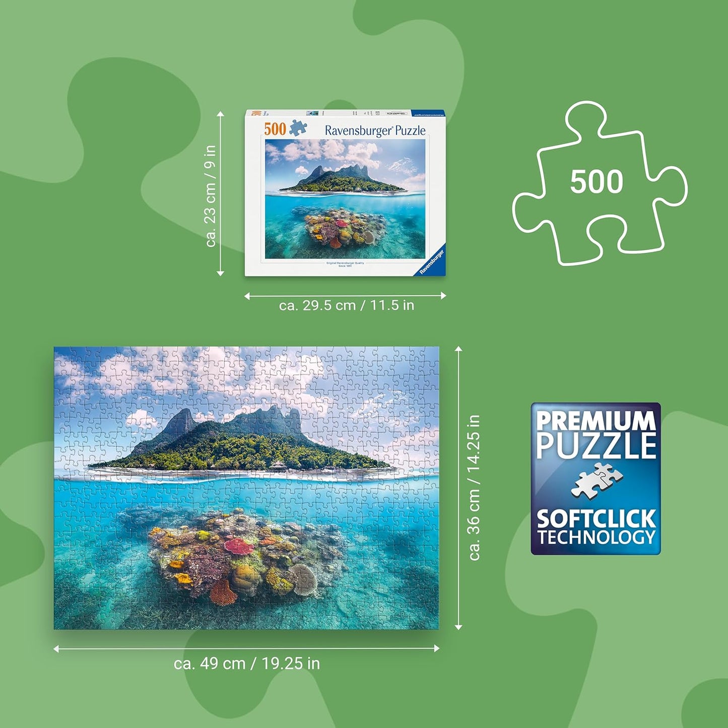 Erwachsenenpuzzle 500 Teile - Insel und Korallenwelt