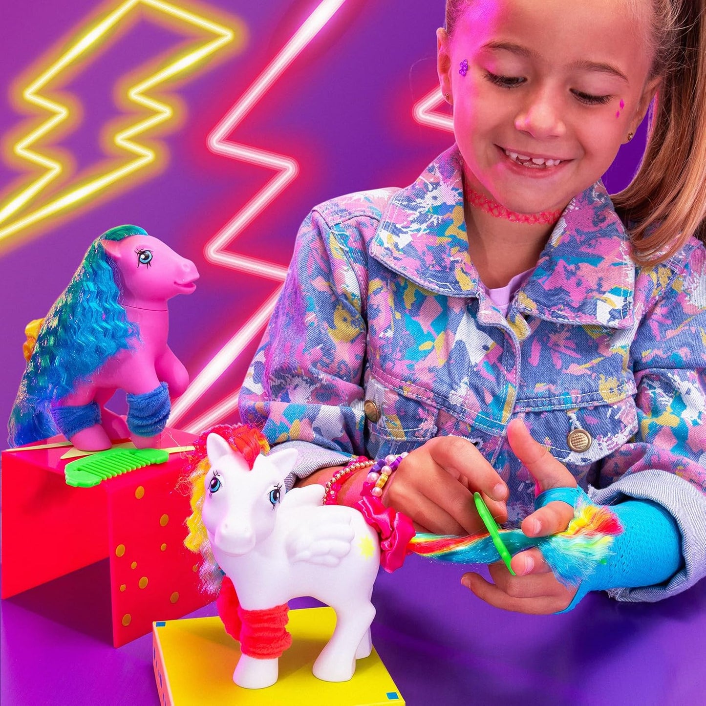 Basic Fun My Little Pony Totally Rad Firefly – 80s Retro Collectible Pony with Neon Styling & Comb – For Kids & Fans Ages 3+