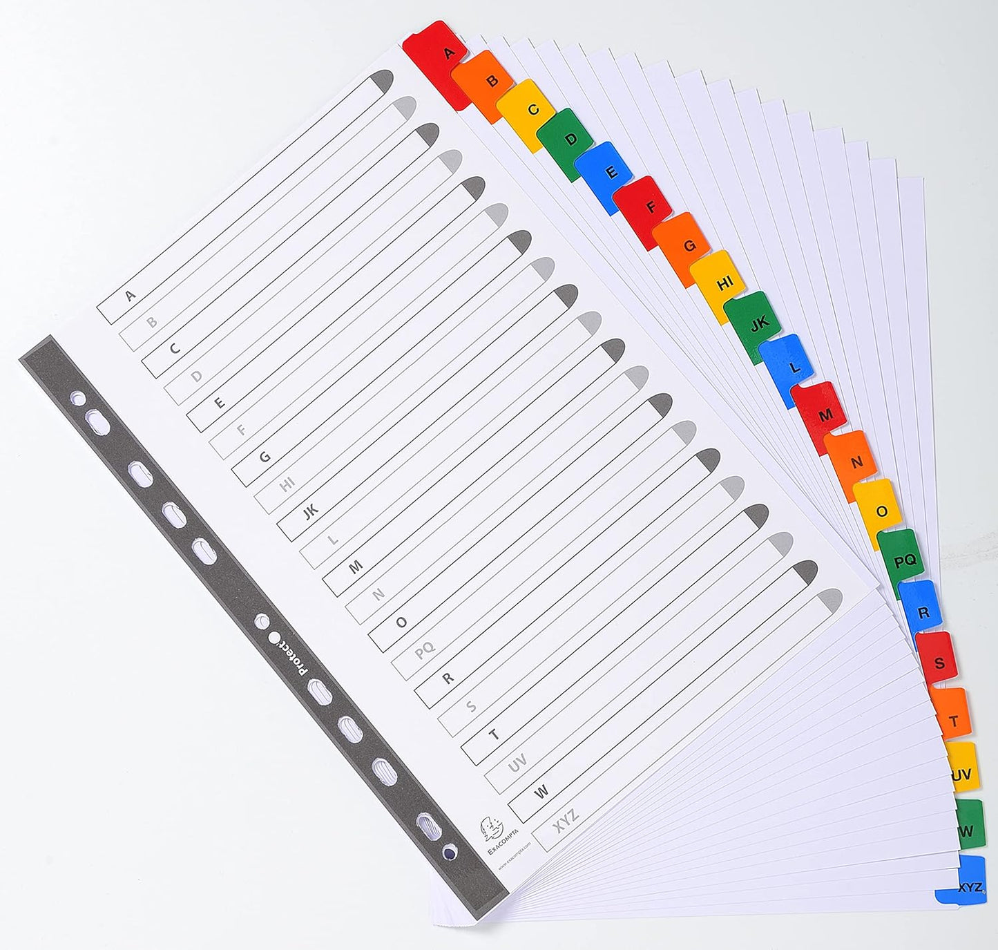 Exacompta - Ref 1111E - Mylar Printed Indices - For Use WithA4 Documents, Pre-Punched, 160gsm White Card with Reinforced Plastic Tabs, FSC-Certified - 20-Part Dividers (A-Z