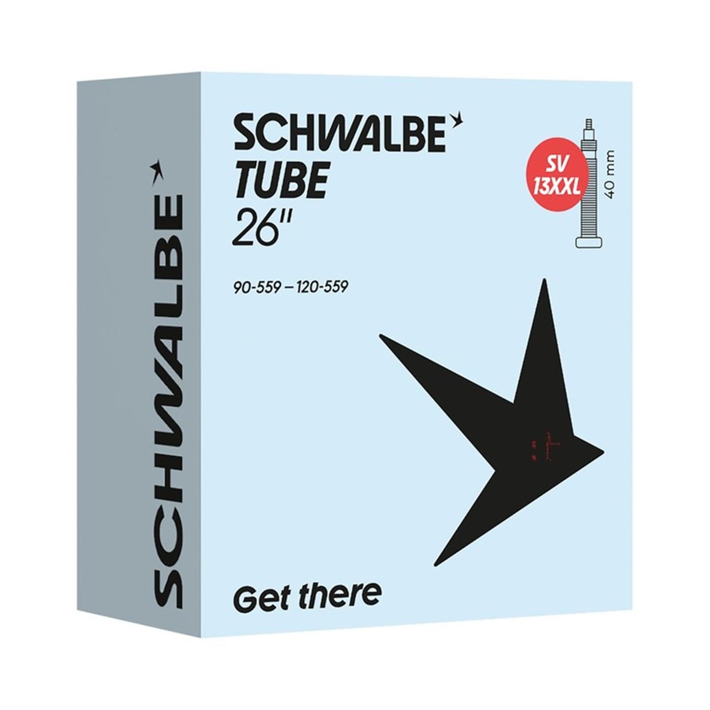 Schwalbe 26-Inch Presta Tube | 40mm Valve Length | Heavy-Duty Bicycle Inner Tube for 3.50-4.70 Tire Widths | Reliable, Long-Lasting Air Retention, Threaded Valve, Removable Valve Core, Durable Materia