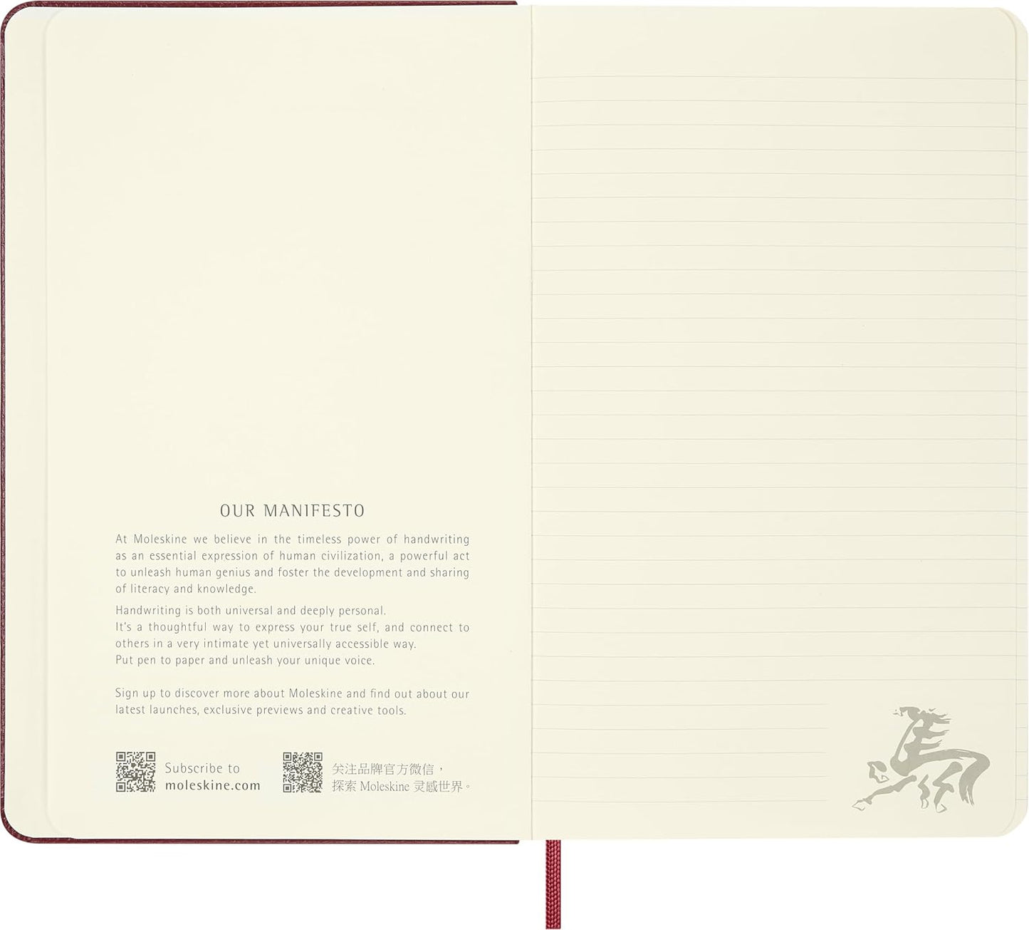 Moleskine Ruled Notebook Year of the Horse – Hard Cover Certified VEGEA® in Red, Large Size 13 x 21 cm, with Reusable Gift Box