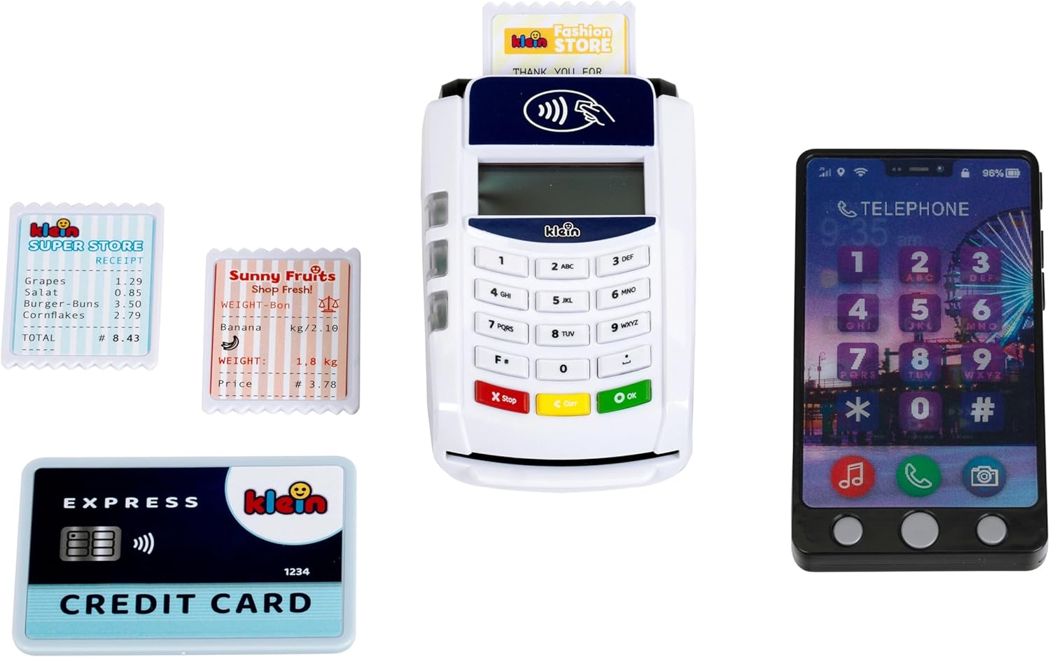 Theo Klein 7274 PoS-terminal en Kinder Smartphone | Met licht, geluid en contactloze betaalfunctie | Speelgoed voor kinderen vanaf 3 jaar