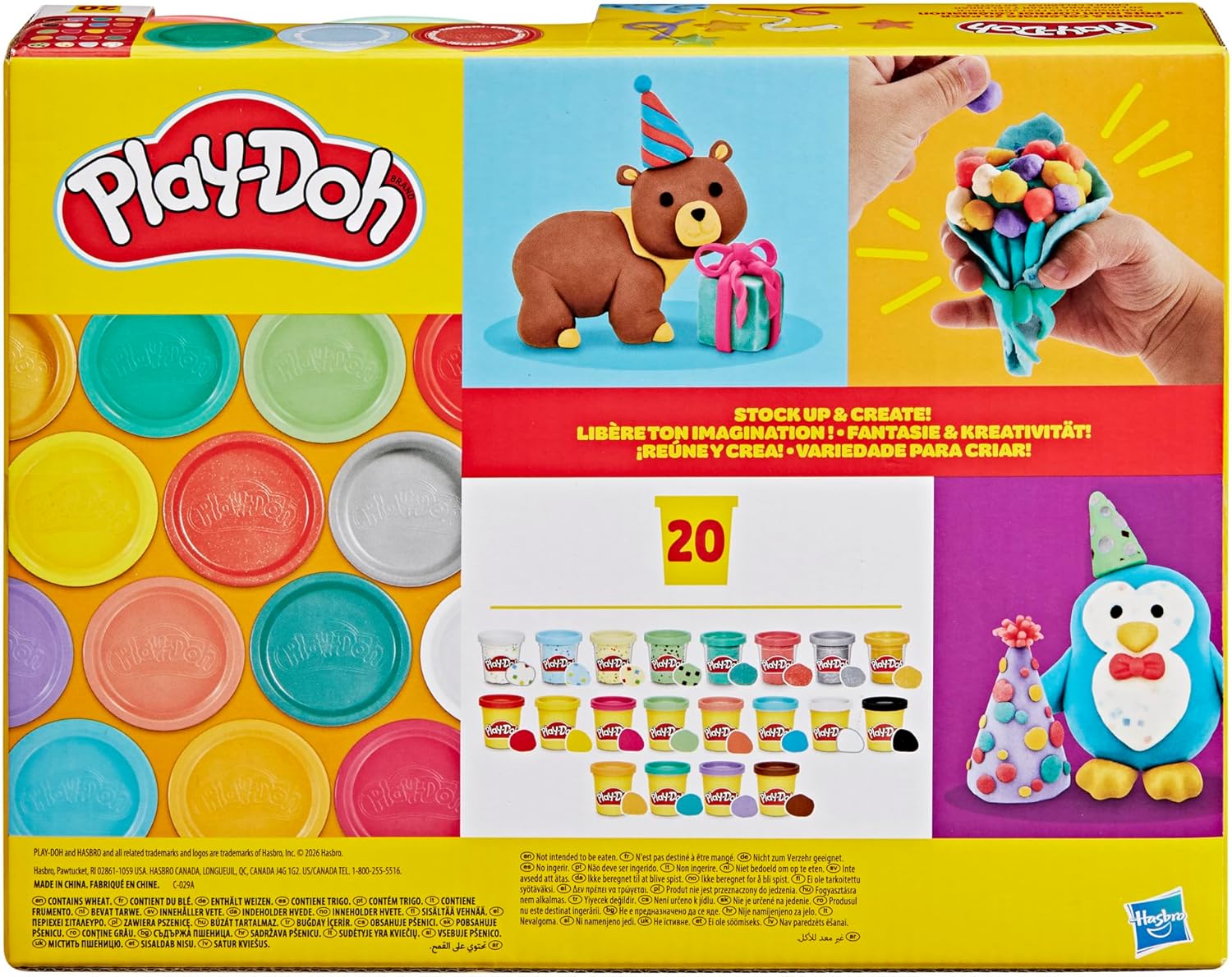 Play-Doh Pack of 20 to Create and Celebrate, 2 Oz Tins, Gifts and Refills for Kids, Arts and Crafts 2+