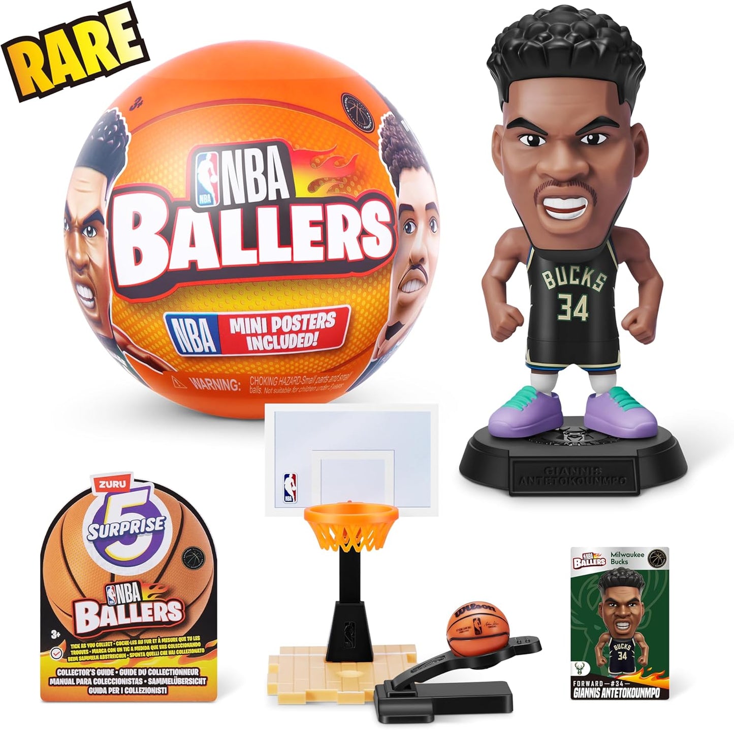 5 SURPRISE NBA Ballers by ZURU Surprise Unboxing Basketball Collectible Sports Toy For Boys (Single Capsule)
