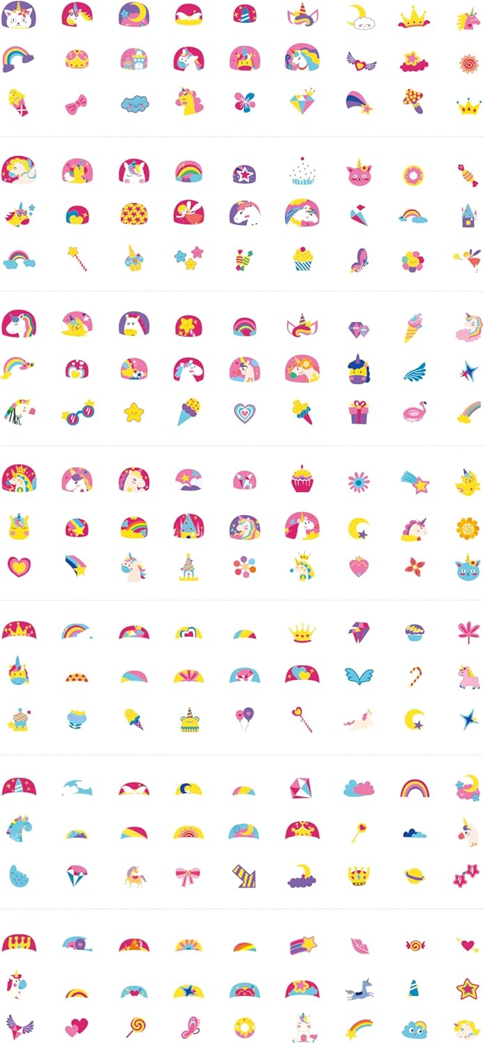 Avenir Nail Stickers and Tattoos | Unicorns, 260+ Temporary Stickers and Tattoos | Kids Ages 3+ | Nail Art Decals Self-Adhesive Cute Supplies Art Design Decoration Accessories
