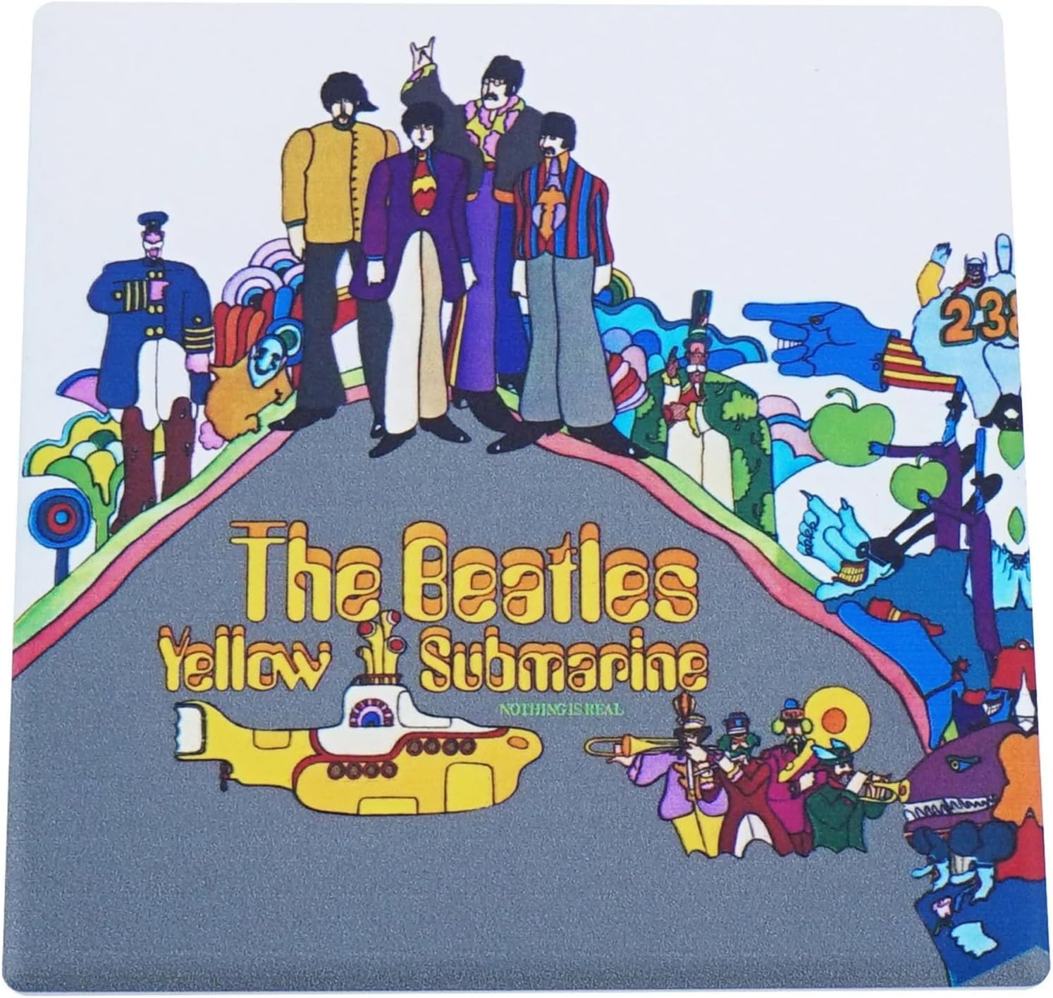 Half Moon Bay | The Beatles Yellow Submarine Coaster | Ceramic Coasters & Beer Mats | Coasters For Man Cave | The Beatles Gifts & Music Gifts | Rock Music Dad Gifts | Desk Coaster | Cool Room Decor