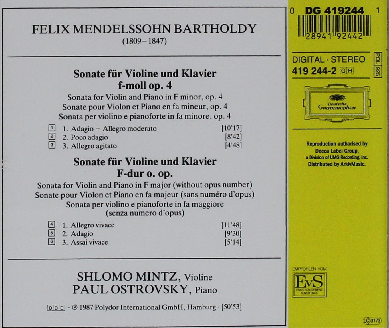 Mendelssohn: Violinsonaten