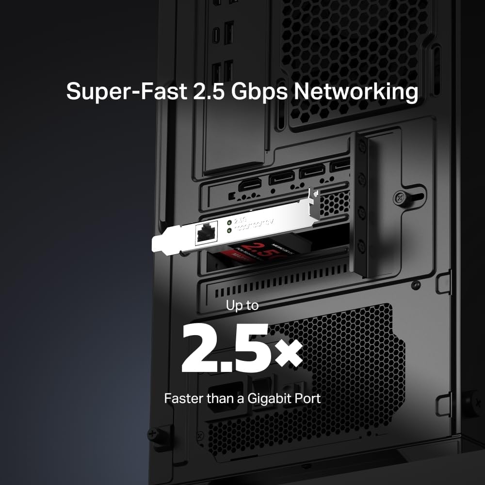 MERCUSYS MA310E 2.5 Gbps PCle Network Adapter, NAS Connection Network Card, Remote Control LAN, Energy-Efficient Ethernet, Low-Profile Bracket, Flexible Installation, No driver needed on Windows 11/10