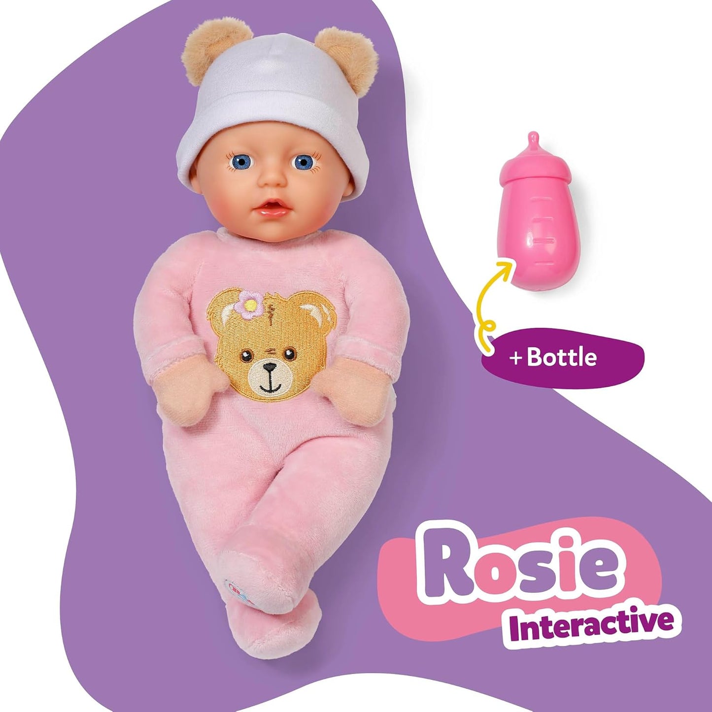 BABY born Interactive Rosie 30cm, soft baby doll with 6 sounds & bottles