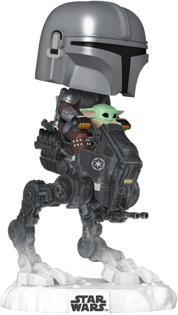 Funko POP! Rides Deluxe: Star Wars: The Mandalorian and Grogu - The Mandalorian with Grogu in Imperial Remnant AT-RT - Collectable Vinyl Figure - Gift Idea - Official Merchandise