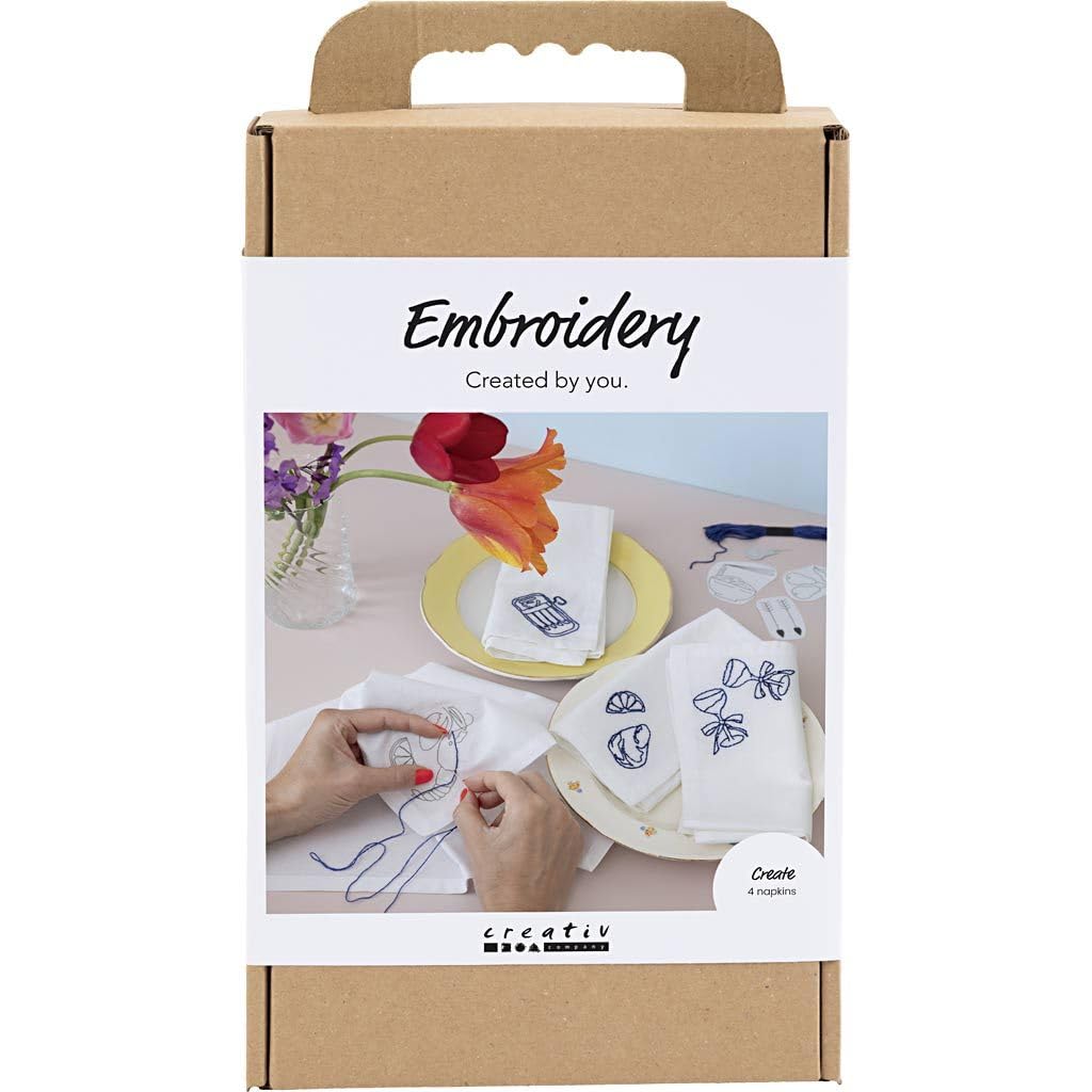 Creativ Company borduurwerk hobbyset katoenen servetten DIY