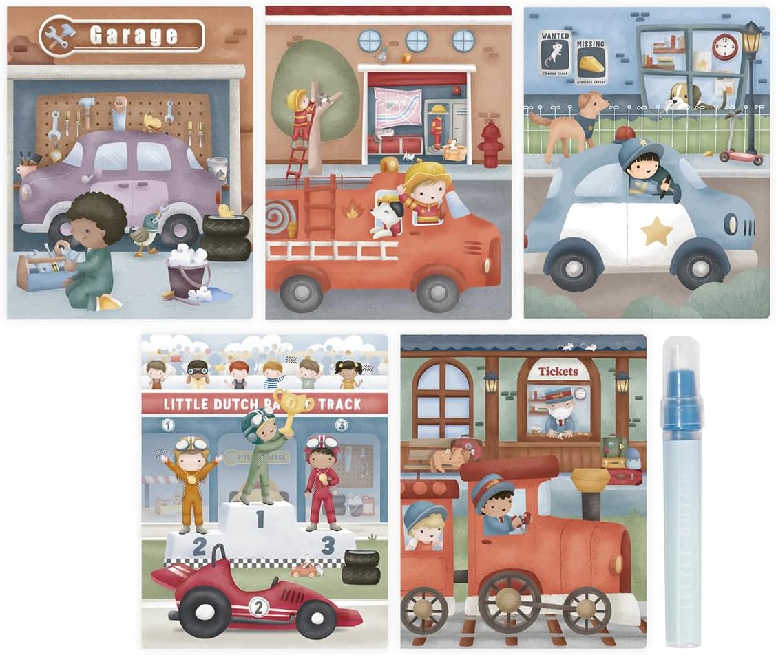 Bambolino Toys - Little Dutch Magisch Waterkleurboek Jim Voertuigen