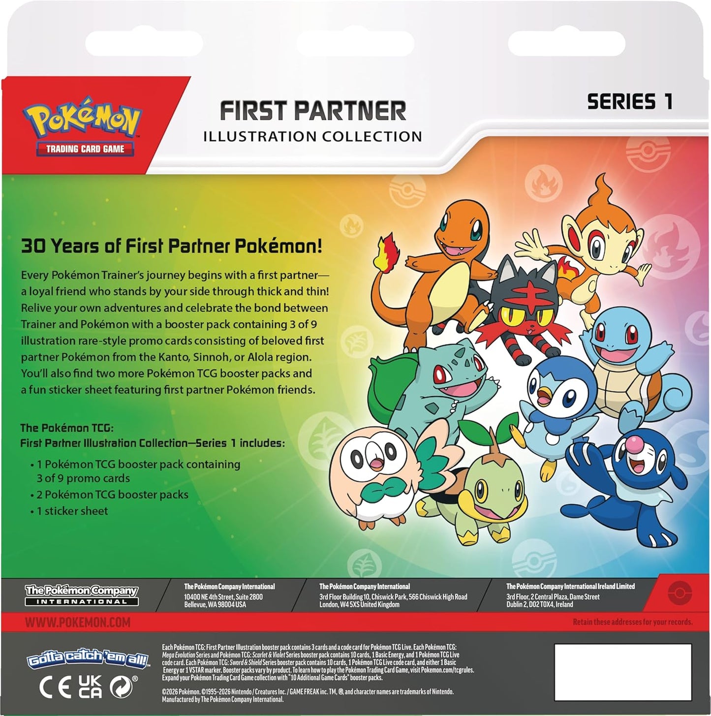 Pokémon TCG: First Partner Illustration Collection—Series 1 (3 Promo Cards, 2 Booster Packs & 1 Sticker Sheet