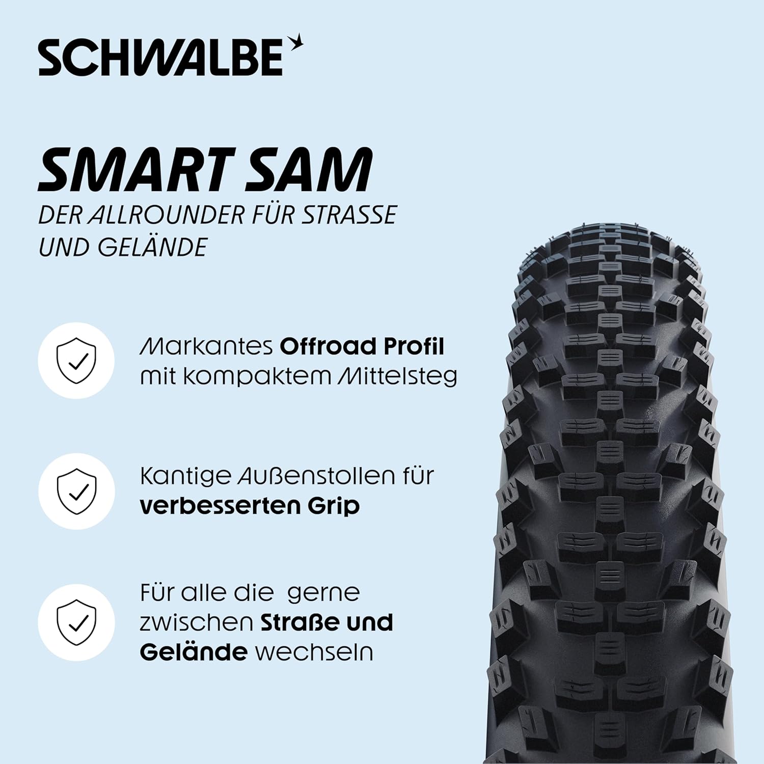 Schwalbe Drahtreifen Smart Sam K-Guard (Kids) // 40-203, Farbe:schwarz, 12x1,50