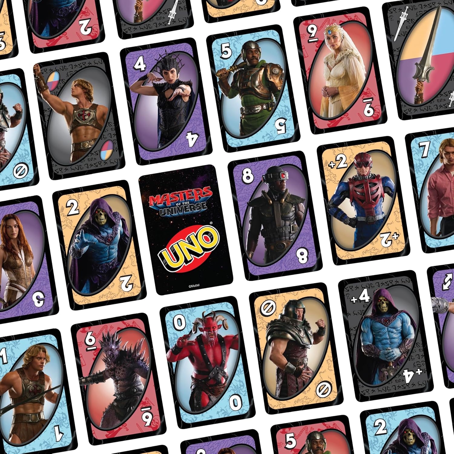 Mattel Games UNO Masters of the Universe Movie Card Game with Themed Deck for Kids, Family Nights, Parties, Travel & Camping