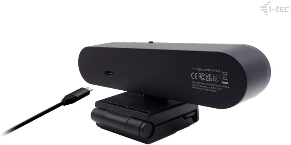 i-tec Solomon 900 PRO Webcam 4K with Automatic Framing (Auto Framing) for Tracking the Active Speaker, Wide Dynamic Range (WDR) and Two Integrated Microphones
