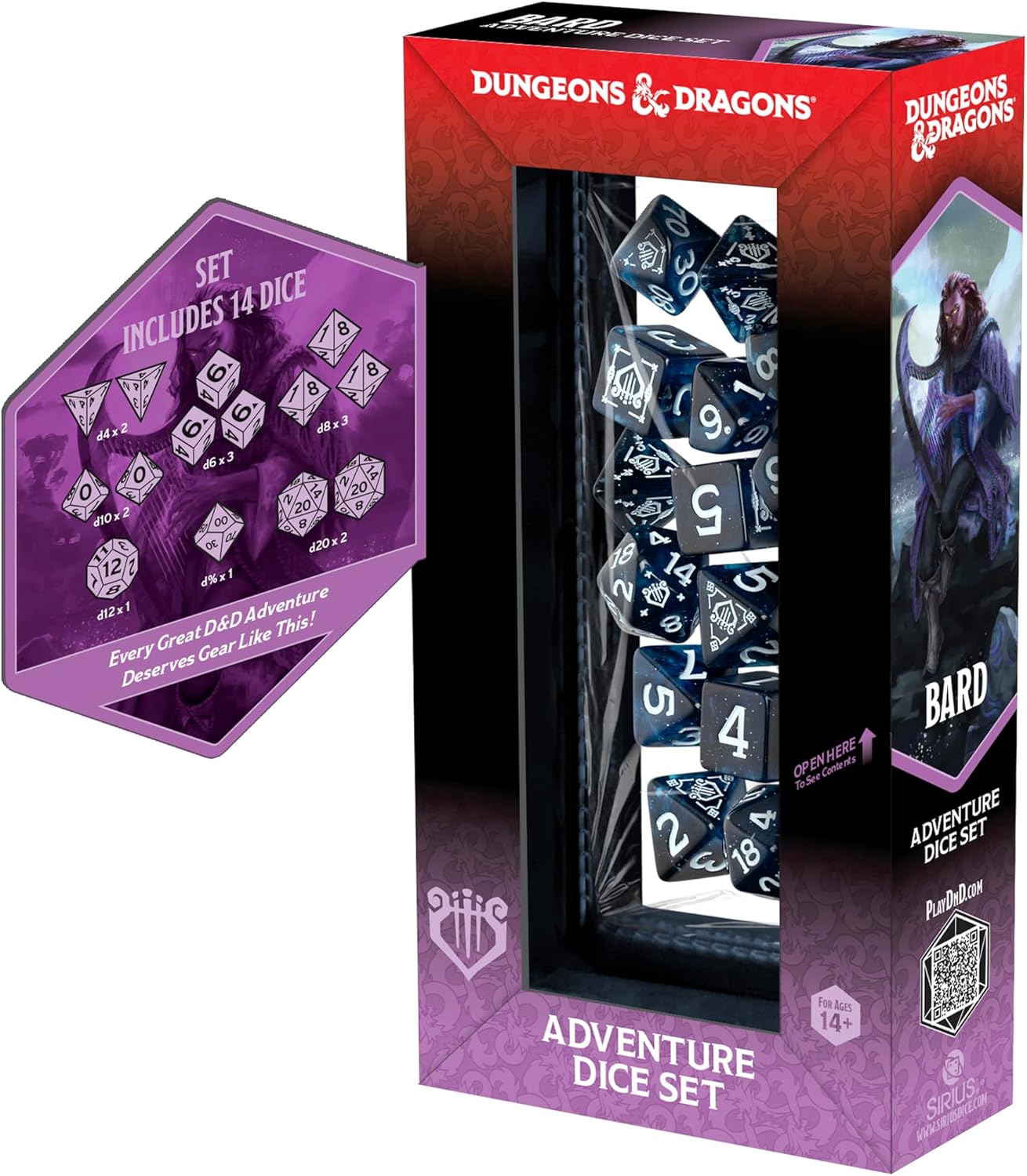 Dungeons & Dragons Bard Adventure Dice: 14ct Blue & Black by SIRIUS DICE