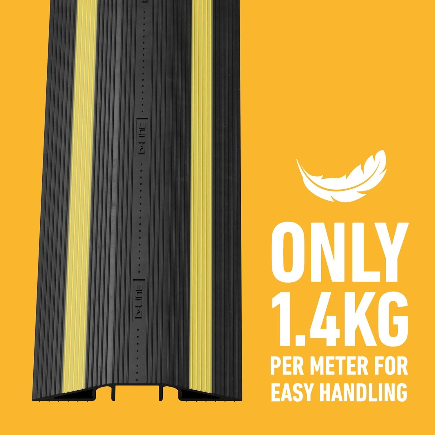 D-Line Ultra Drop Over Cable Protector – Lightweight, Durable, and High-Visibility Cable Cover - 1x 1m Length c/w connecting rods - 46mm (W) x 20mm (H) Cable Cavity