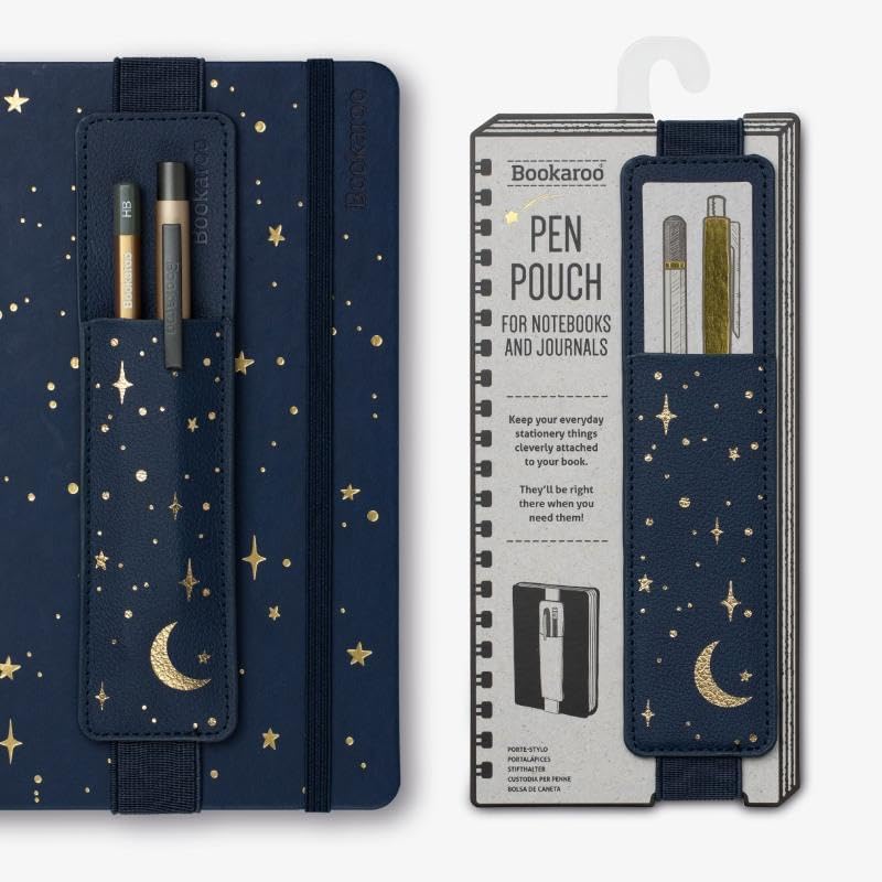 IF Bookaroo Pen Pouch - Moon & Stars, Dark Blue/Gold