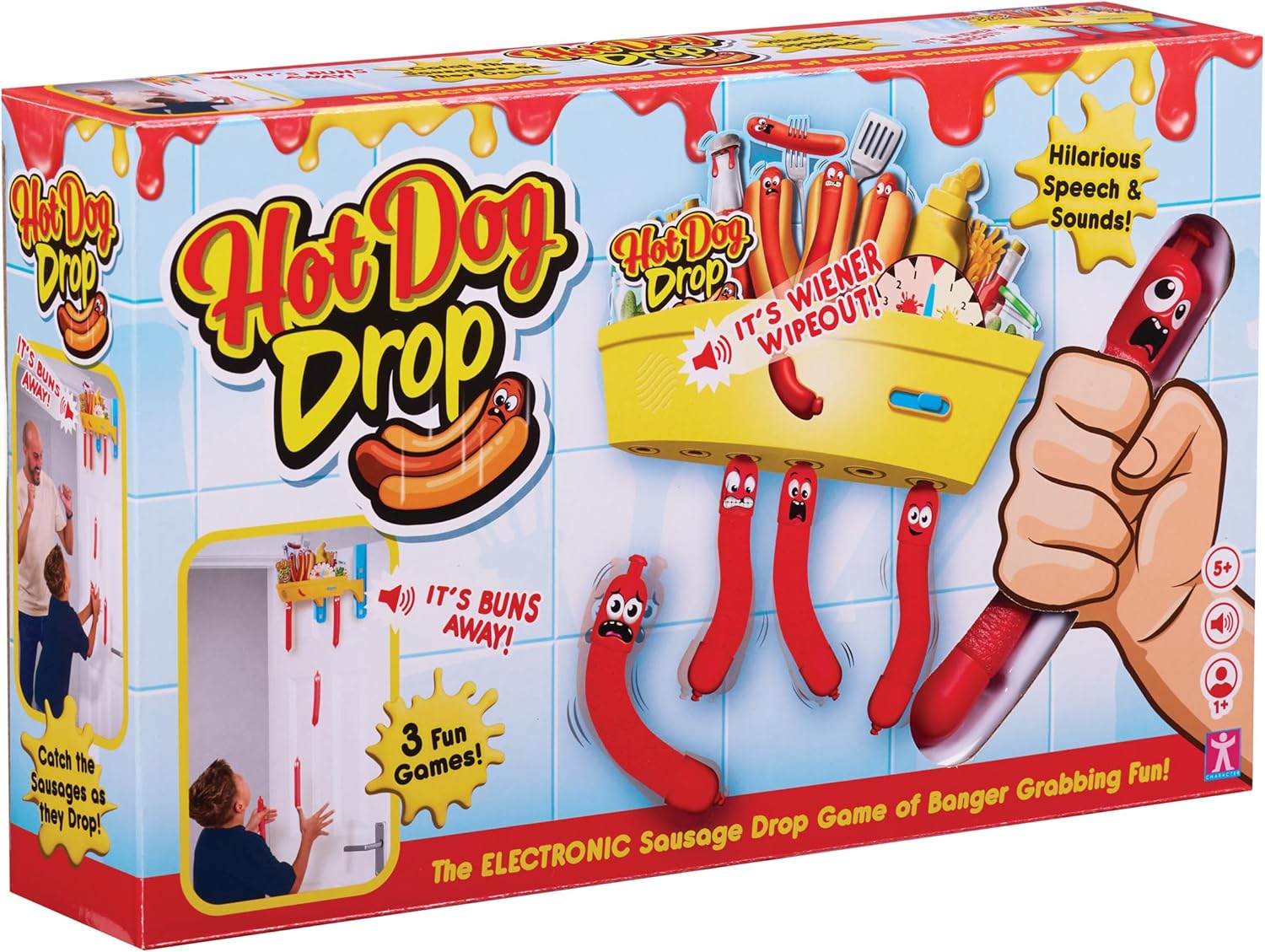 Electronic Baton Drop Reaction Game With Sound Effects For Whole Family. Sausage Catching Game For 5 Years And Up.