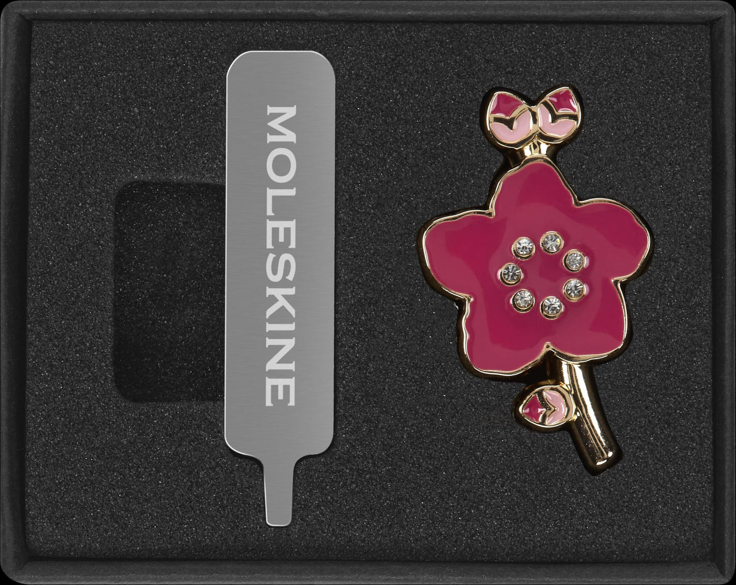Moleskine Pin Sakura - Decorative Silver Pin for Notebook or Planner, Zinc Alloy Flower Charm
