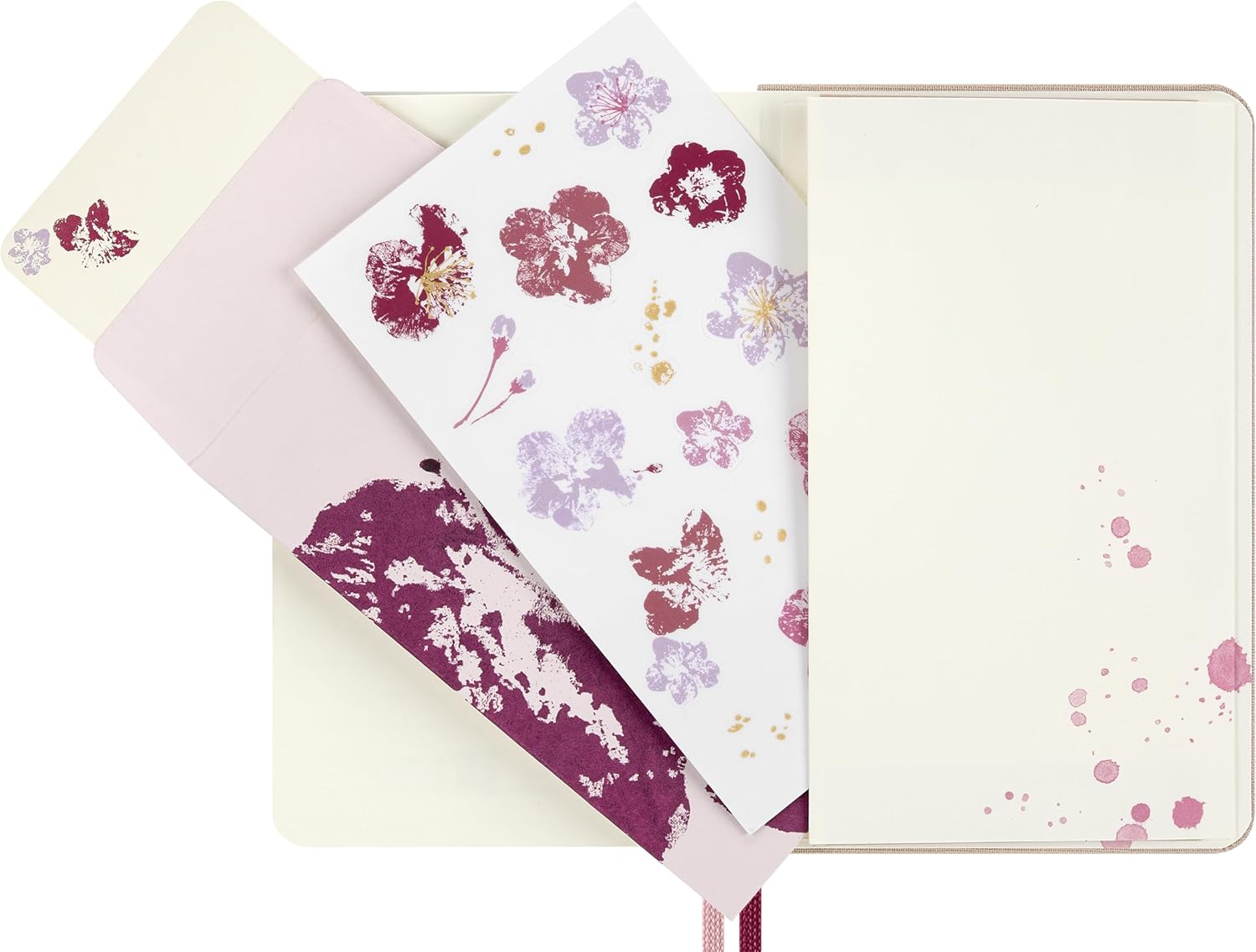 Moleskine Ruled Notebook Sakura - Hard Fabric Cover with Elastic Closure, Includes Themed Greeting Cards, Stickers and Bookmark, Pocket Size 9 x 14 cm