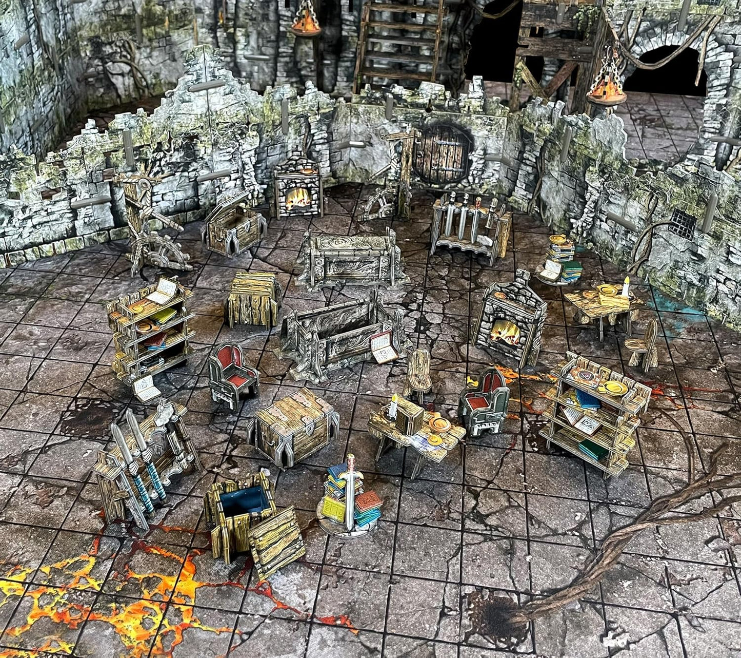 Fantasy Dungeon Terrain Furniture Battle Systems Terrain Addictive Role Playing Scenario D&D DND Maladum Pathfinder in Sturdy Cardboard Color Printed on Both Sides
