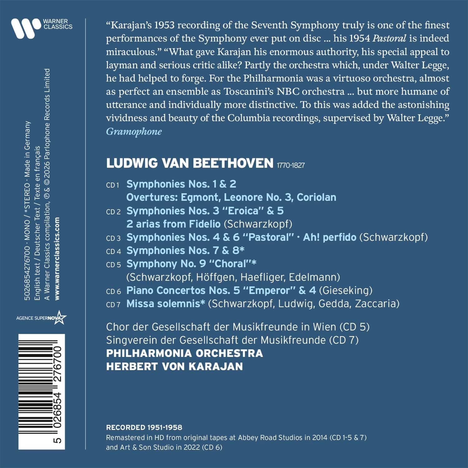 Beethoven: The 9 Symphonies/3 Overtures/...