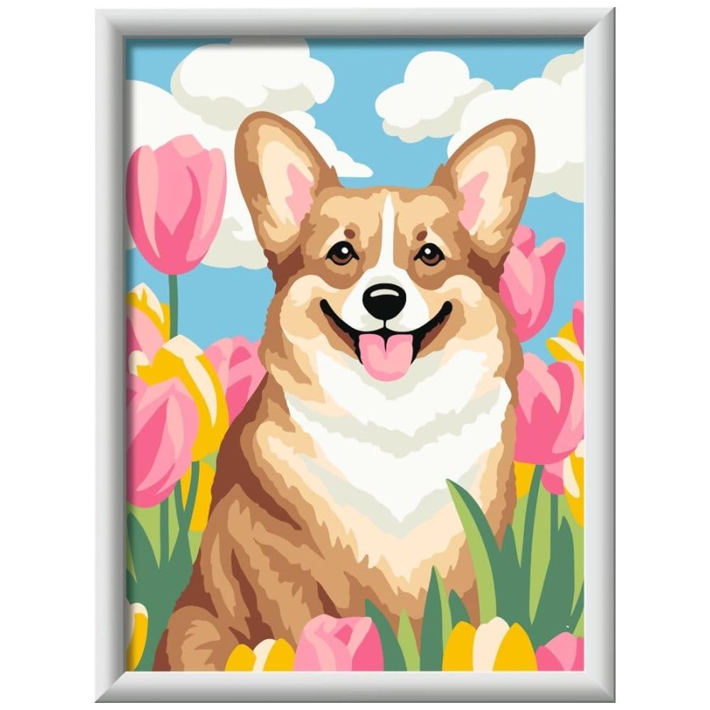 Ravensburger CreArt Serie D - Corgi Schilderen op nummer, afmetingen 25 x 18,30 cm, spelletjes voor kinderen 9 jaar, cadeau-ideeën, cadeau voor kinderen van 9 jaar
