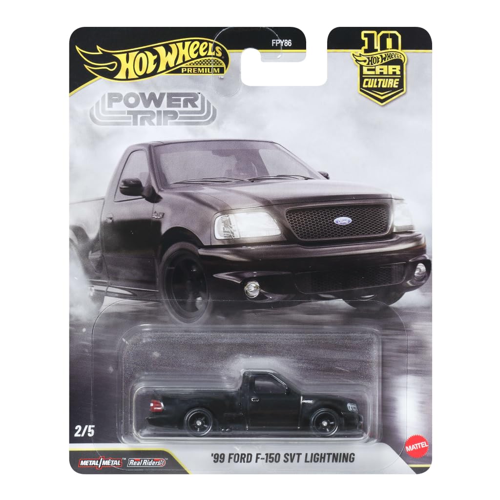 Hot Wheels Premium Car Culture Vehicle 99 Ford F150 SVT Lightning, Pick Up Sports Collection 1:64 Scale for Kids Ages 3 and Up