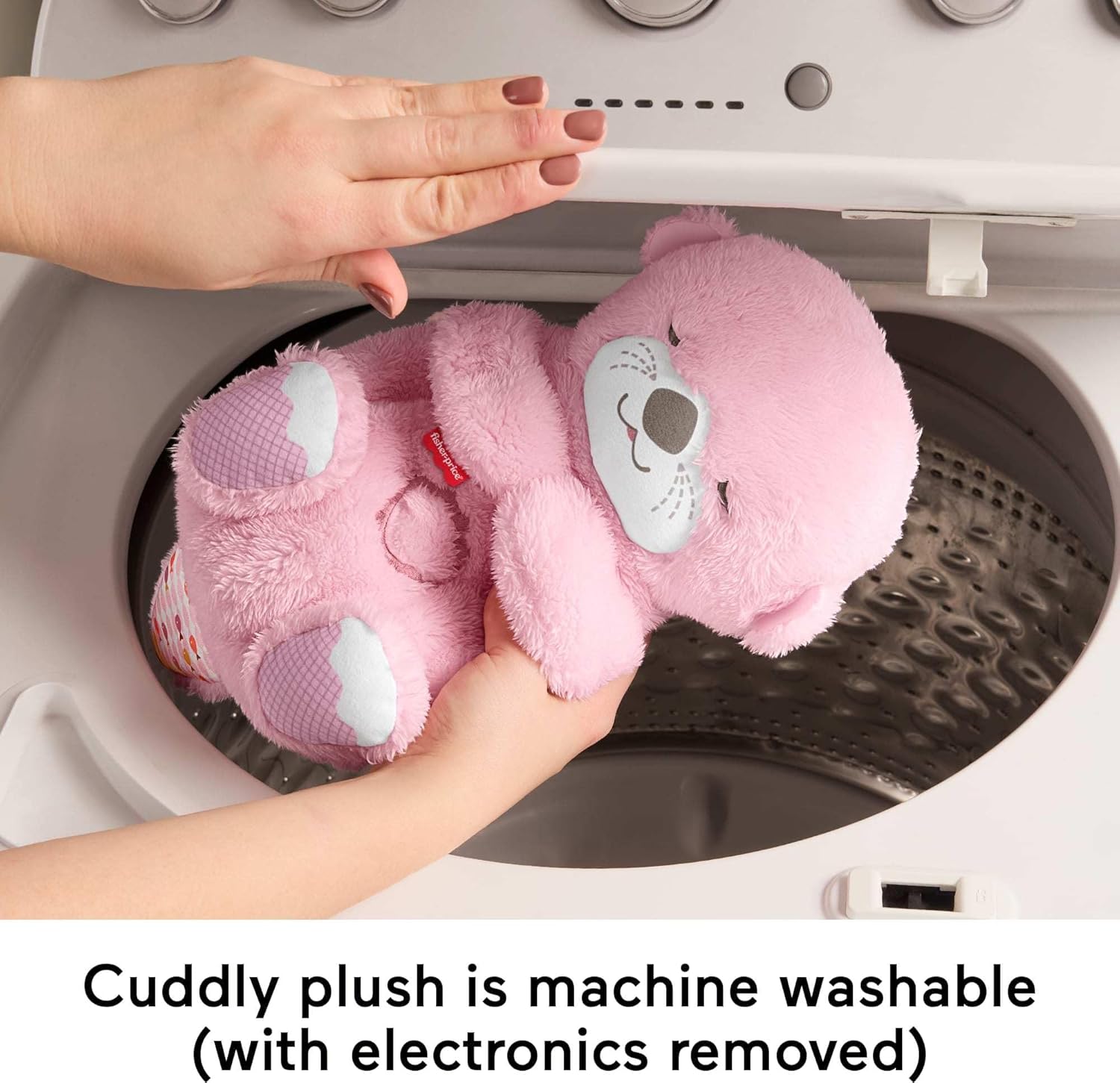 Fisher-Price Baby Toy Soothe ‘n Snuggle Otter, Pink Plush Portable Sound Machine with Breathing Motion & Lights for Newborns Ages 0+ Months, JLJ33