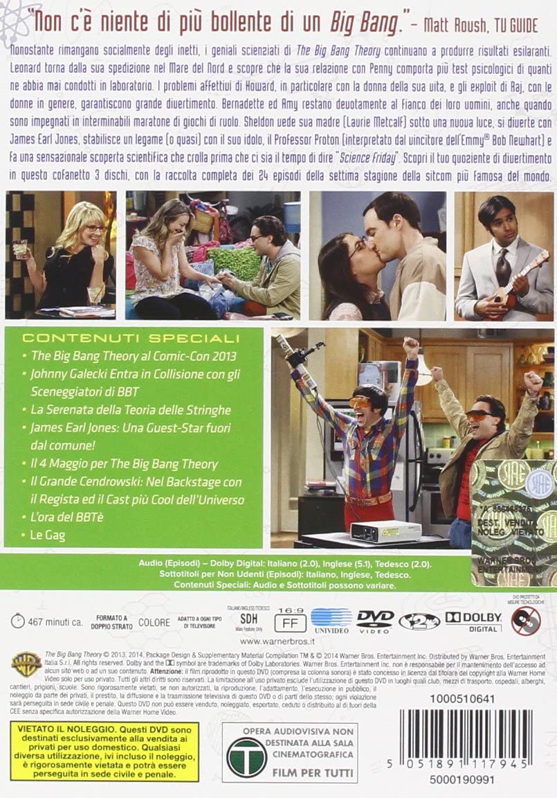 the big bang theory - season 07 (3 dvd) box set dvd Italian Import