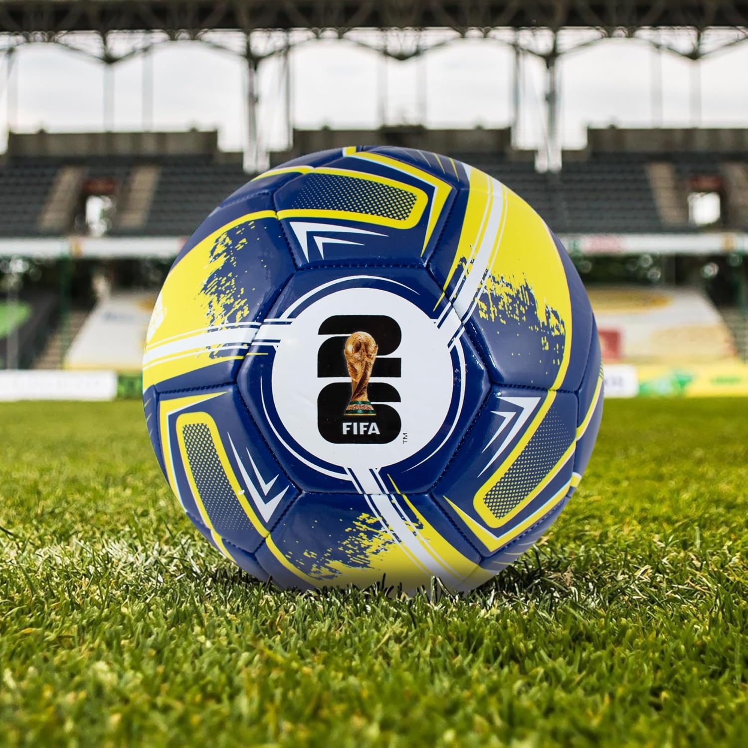 Hy-Pro Officially Licensed FWC26 Size 5 Football - Training Ball with Trophy Design & Host Nations Graphics, Football Gifts for Boys - FIFA World Cup 2026 Design Blue