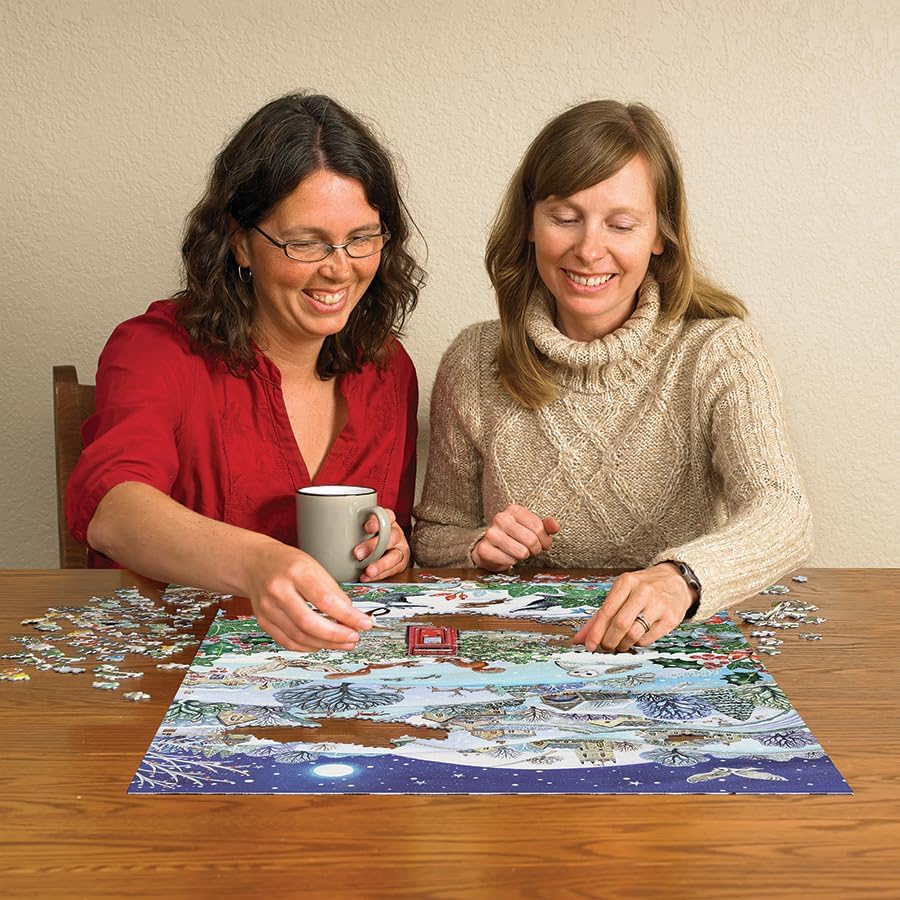 Cobble Hill 1000 Piece Puzzle Village on a Winter Night-Sample Poster Included