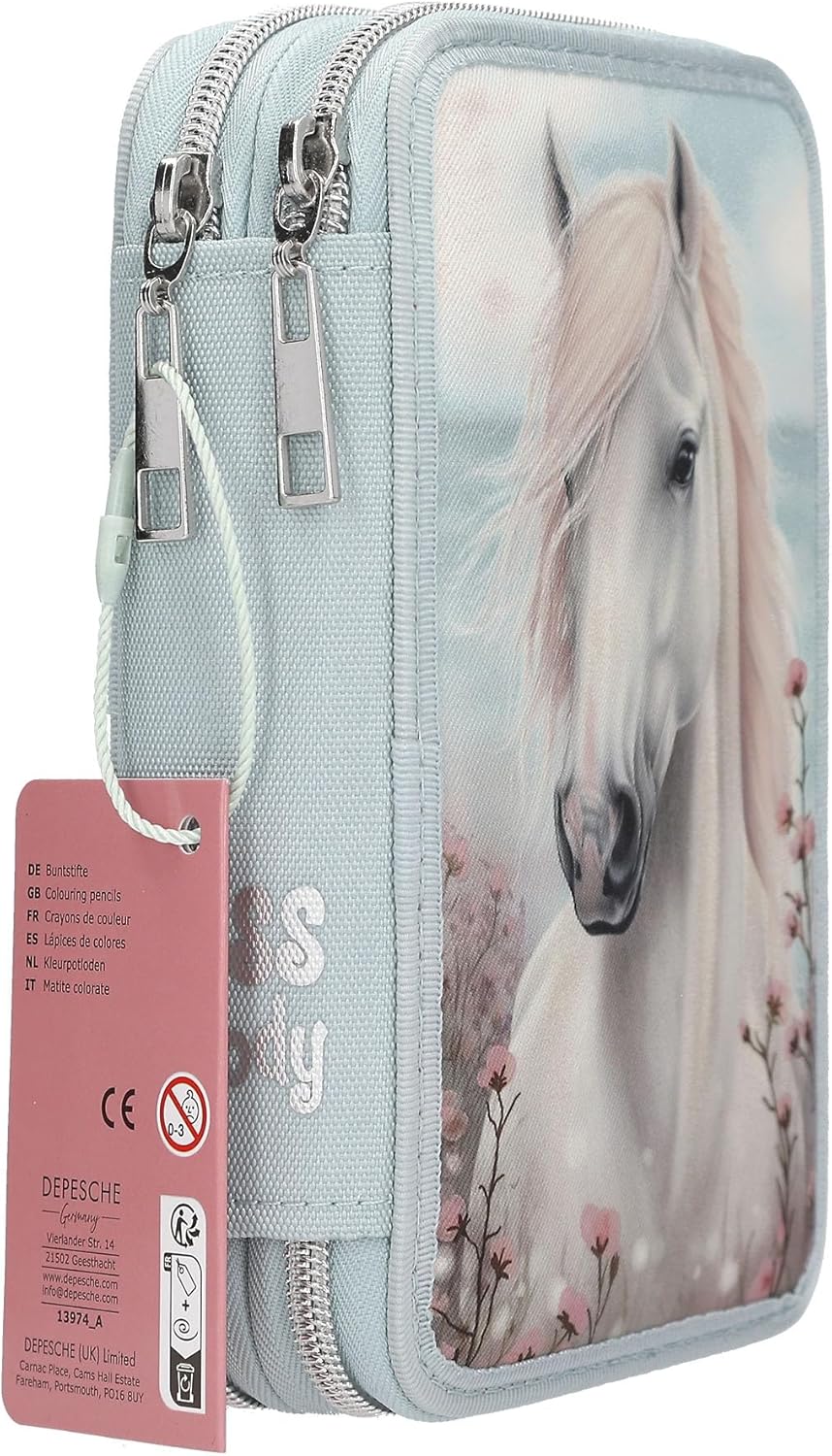 Miss Melody - Double Pencil Case - Pale Light Blue