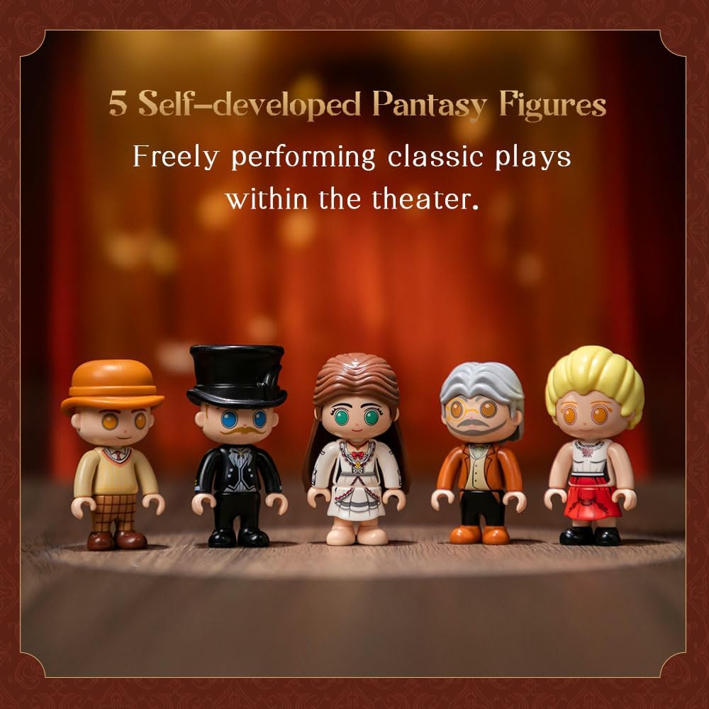 PANTASY Vintage European Grand Theater Building Set Modular Model with Crystal Chandelier, Transparent Dome Expandable Street Scenes Retro Collectible Theater Architecture for Adults & Home Décor Gift