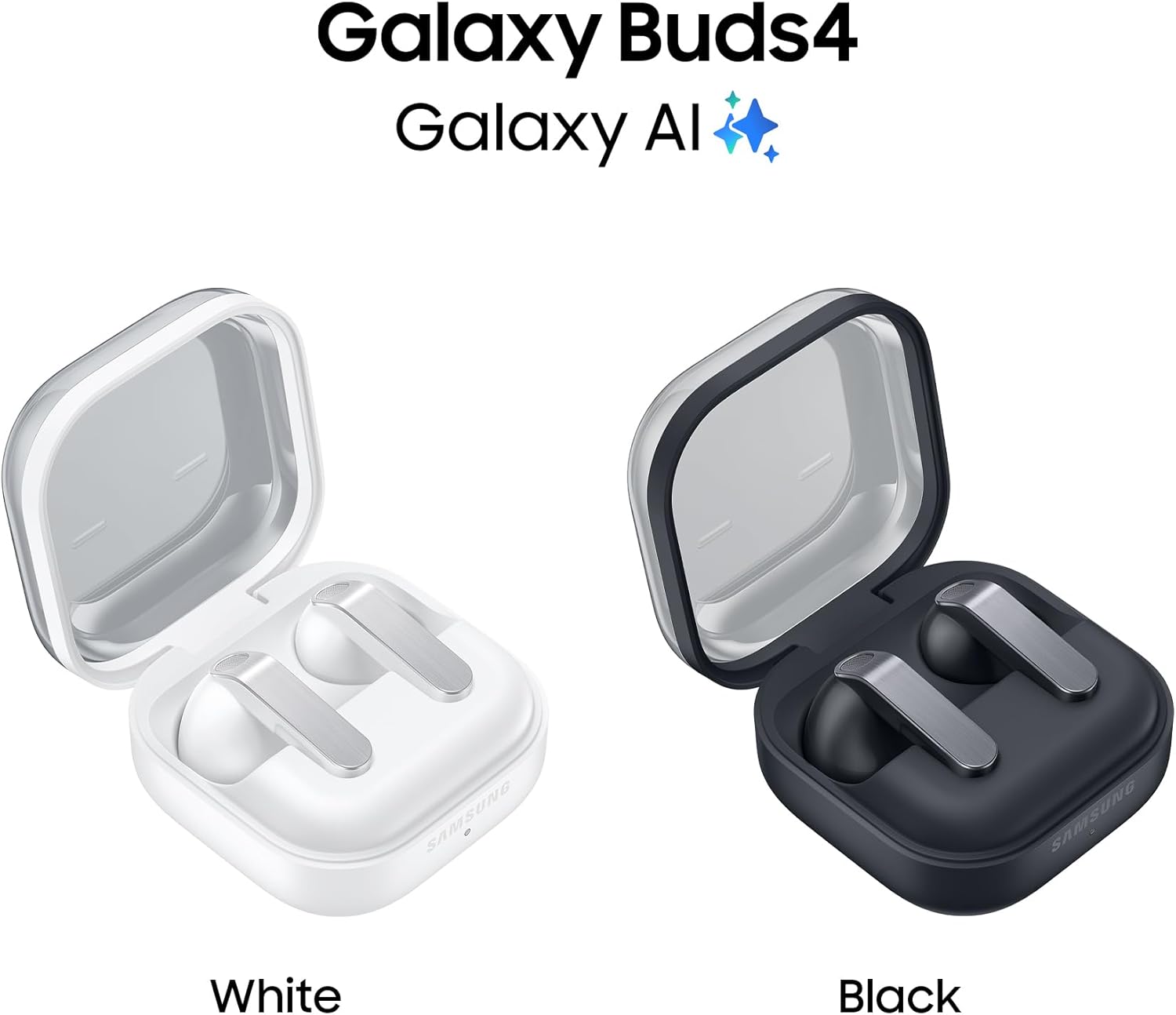 Samsung Galaxy Buds4 Black, Auricolari Bluetooth Wireless, Equalizzatore Adattivo, Chiamate Cristalline, Audio a 360°, ANC, Controllo Adattivo del Rumore, Galaxy AI con Comandi Vocali